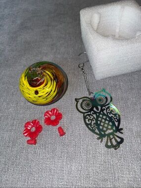 Hand Blown Glass Hummingbird Feeders